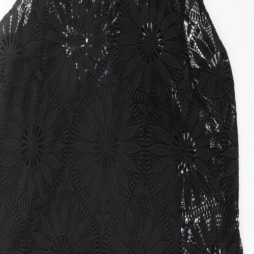 Autograph Womens Black Polyester A-Line Size 14 Mock Neck Zip