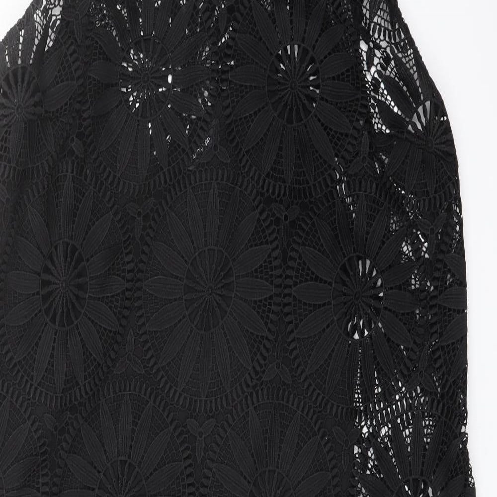 Autograph Womens Black Polyester A-Line Size 14 Mock Neck Zip