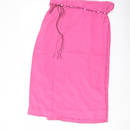 Ann Harvey Womens Pink Lyocell A-Line Skirt Size 18 Zip