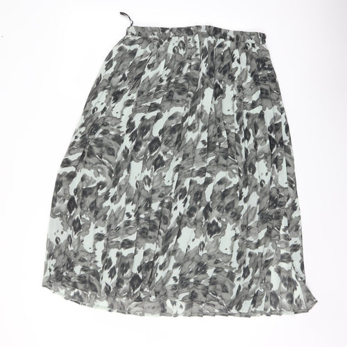 Classic Womens Green Geometric Polyester Pleated Skirt Size 16