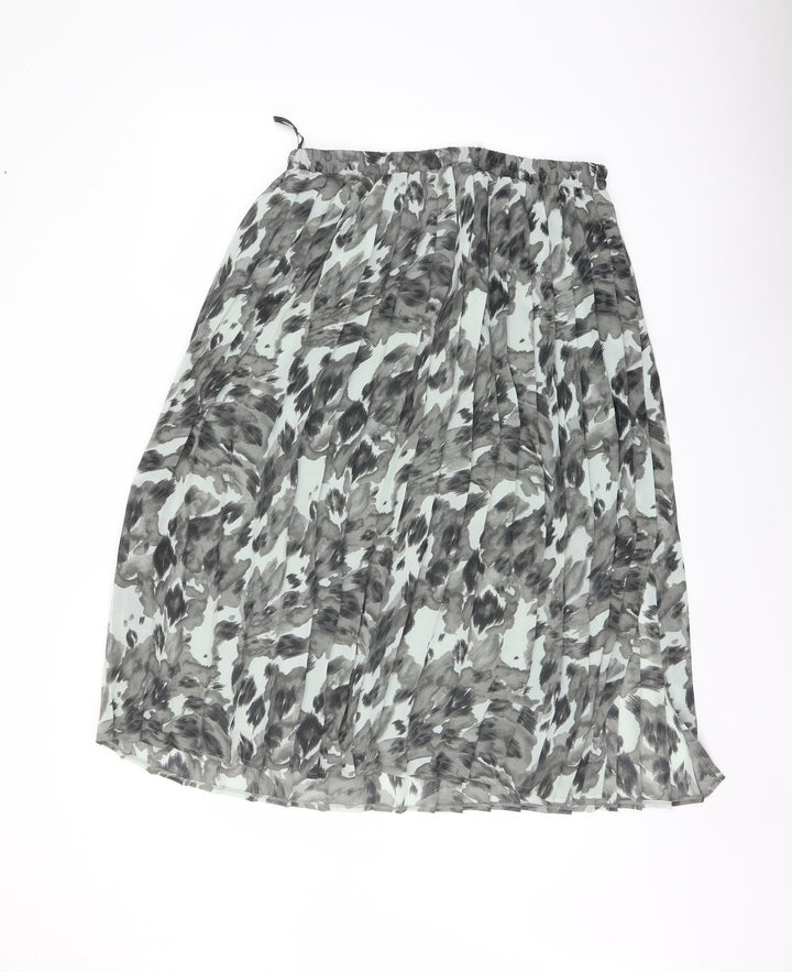 Classic Womens Green Geometric Polyester Pleated Skirt Size 16