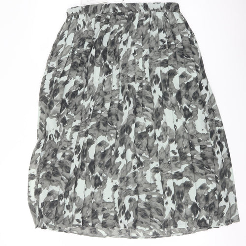 Classic Womens Green Geometric Polyester Pleated Skirt Size 16