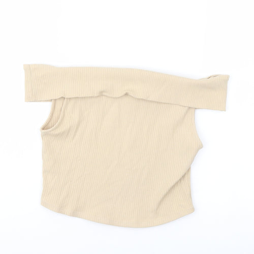 Zsara Womens Beige Polyester Cropped Blouse Size S Square Neck