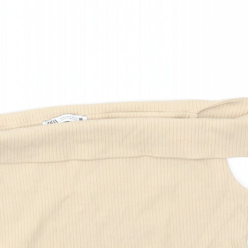 Zsara Womens Beige Polyester Cropped Blouse Size S Square Neck