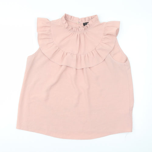 New Look Womens Pink Polyester Basic Blouse Size 14 Mock Neck