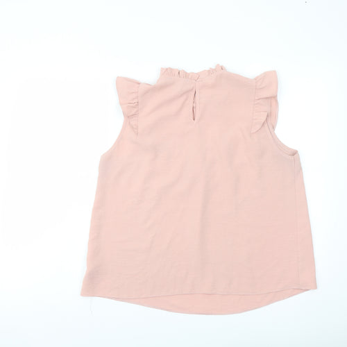 New Look Womens Pink Polyester Basic Blouse Size 14 Mock Neck