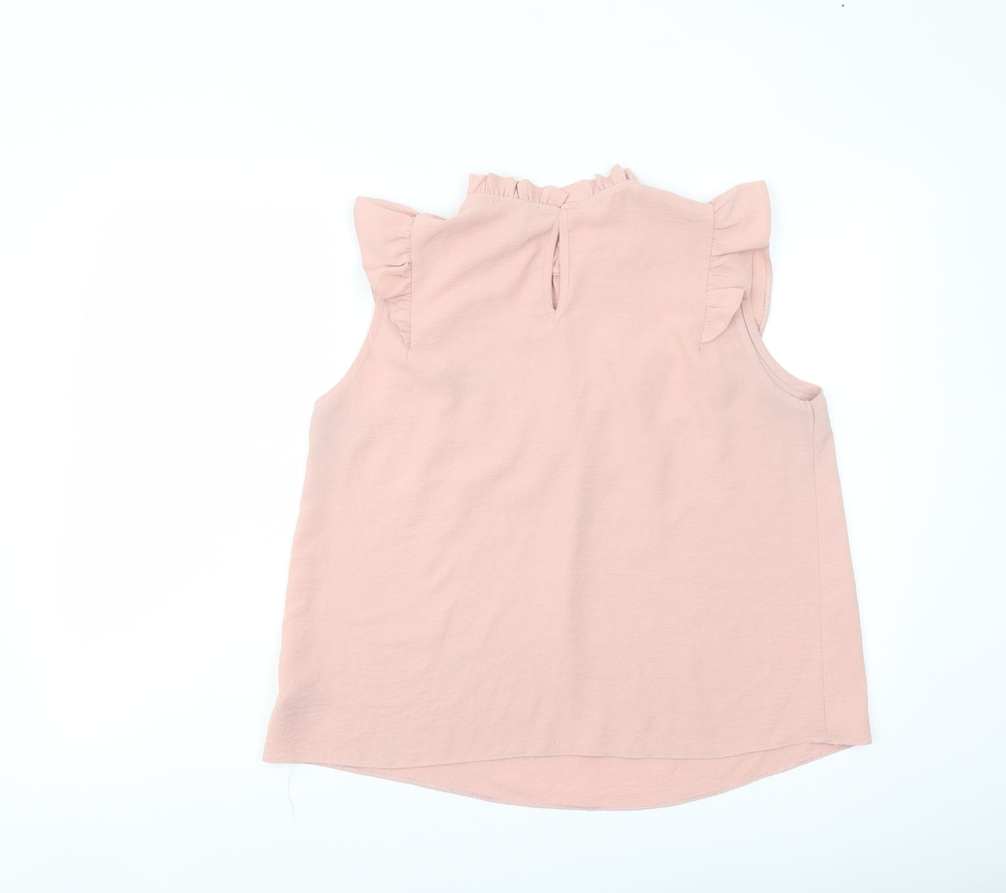 New Look Womens Pink Polyester Basic Blouse Size 14 Mock Neck