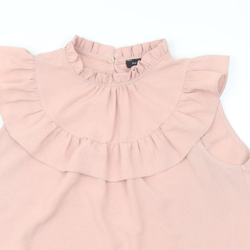 New Look Womens Pink Polyester Basic Blouse Size 14 Mock Neck