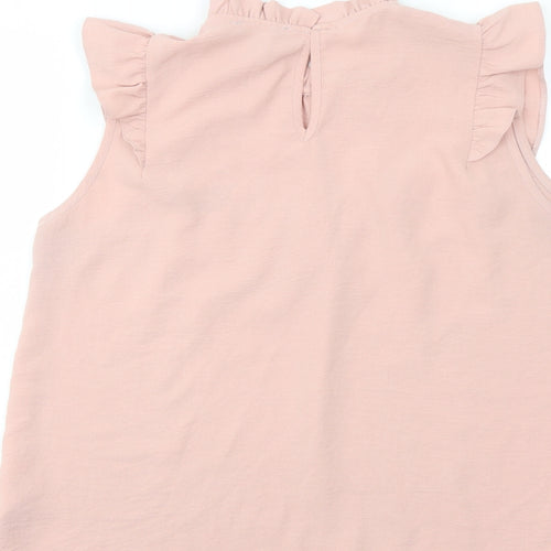 New Look Womens Pink Polyester Basic Blouse Size 14 Mock Neck