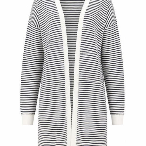 Warehouse Womens Blue Collared Striped Cotton Cardigan Jumper Size 10