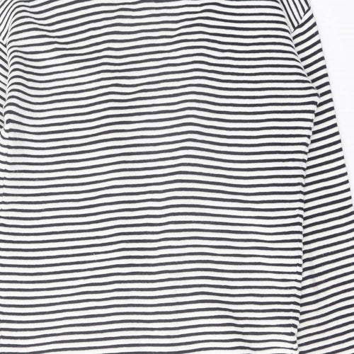 Warehouse Womens Blue Collared Striped Cotton Cardigan Jumper Size 10