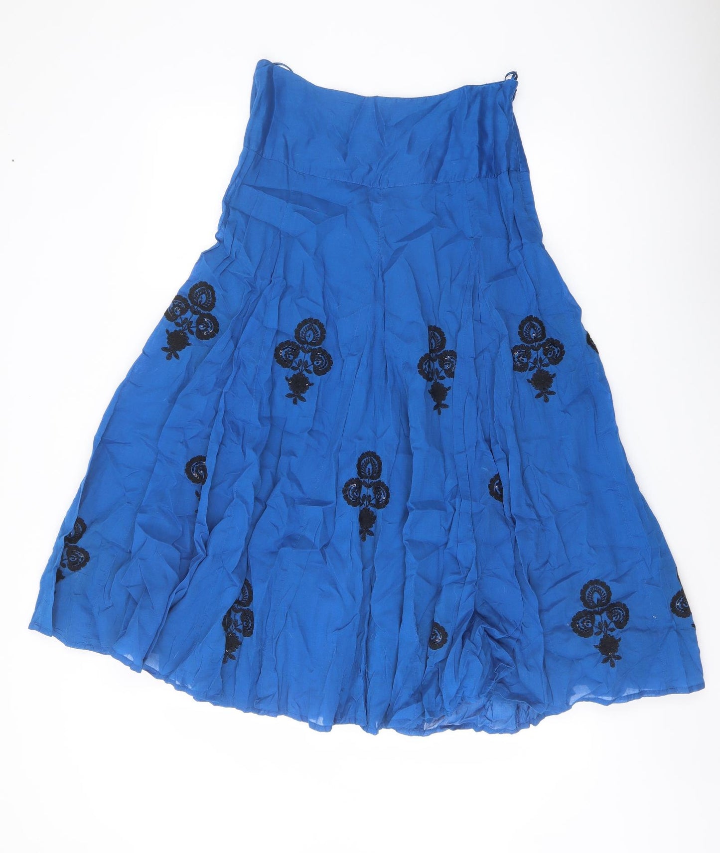 Monsoon Womens Blue Cotton Flare Skirt Size 10 Zip