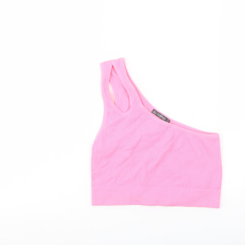 Dunnes Stores Womens Pink Polyamide Cropped Tank Size M One Shoulder