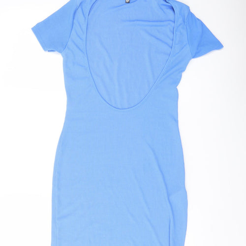 Missguided Womens Blue Polyester Mini Size 10 Scoop Neck Pullover