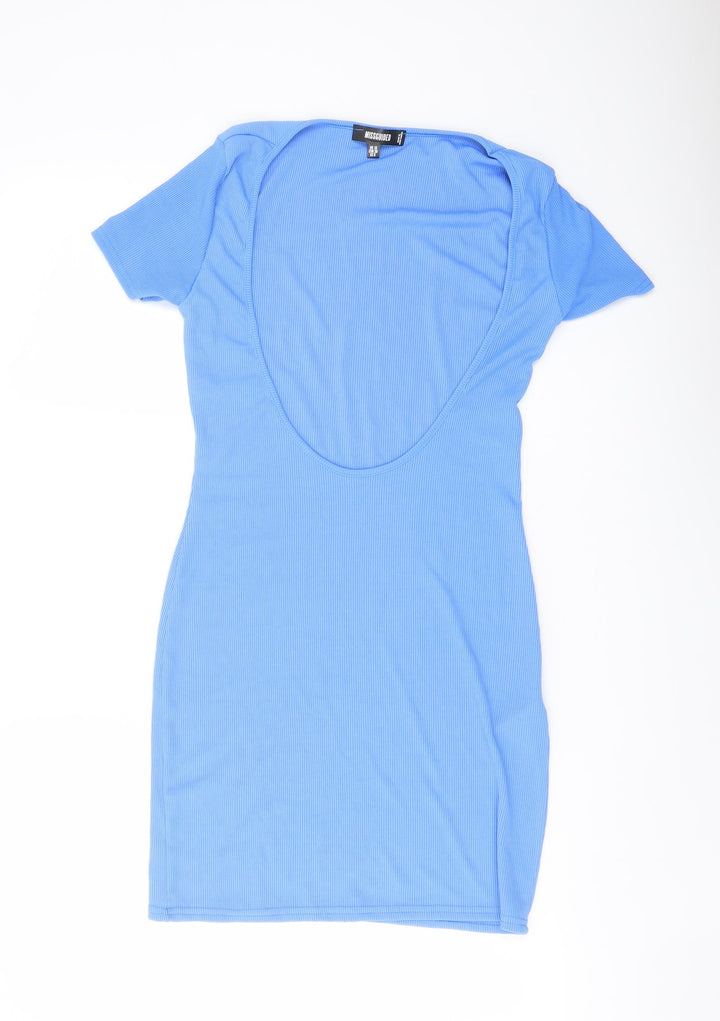 Missguided Womens Blue Polyester Mini Size 10 Scoop Neck Pullover