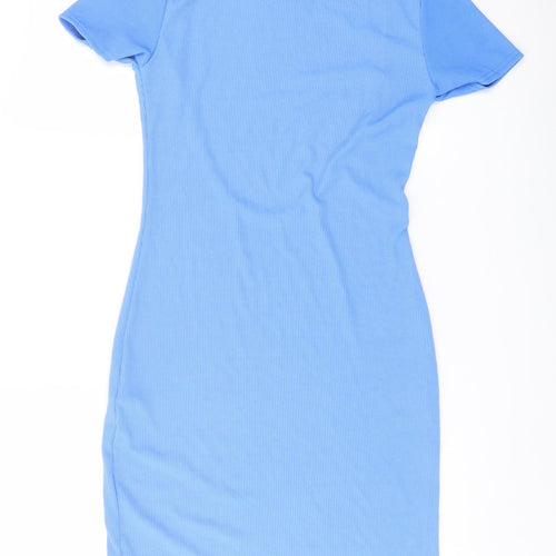 Missguided Womens Blue Polyester Mini Size 10 Scoop Neck Pullover