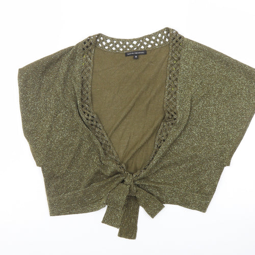 David Emanuel Womens Green V-Neck Viscose Shrug Jumper Size 18