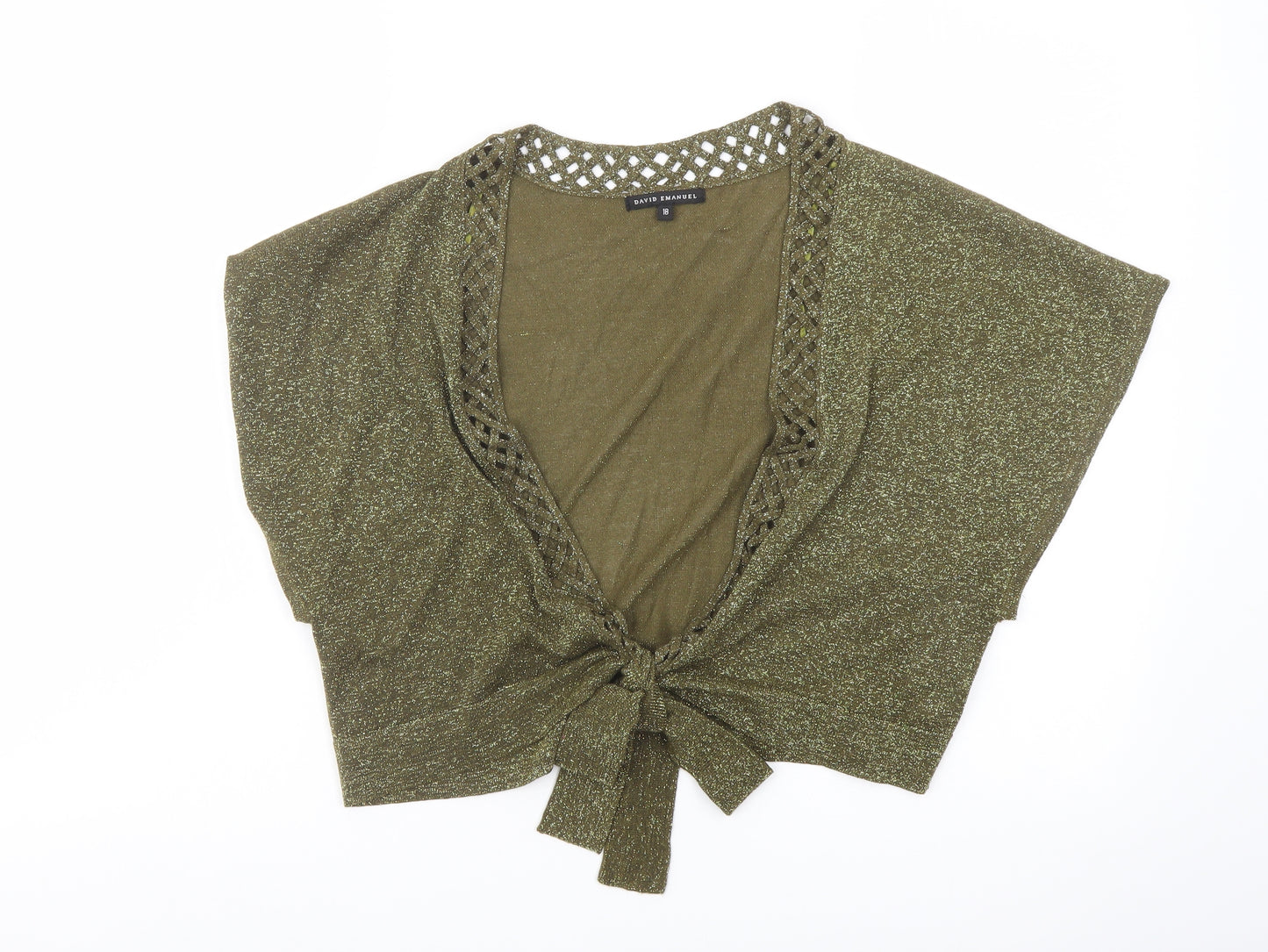 David Emanuel Womens Green V-Neck Viscose Shrug Jumper Size 18