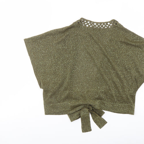 David Emanuel Womens Green V-Neck Viscose Shrug Jumper Size 18