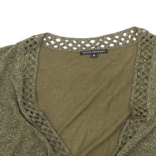 David Emanuel Womens Green V-Neck Viscose Shrug Jumper Size 18