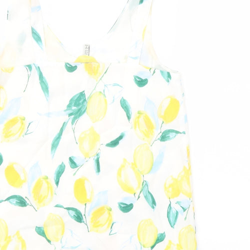 Joules Womens Yellow Geometric Viscose Basic Blouse Size 8 V-Neck