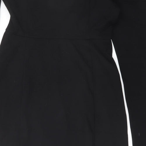 Biden Womens Black Viscose Bodycon Size 12 Square Neck Zip