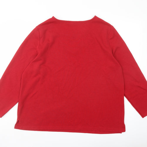 Bonmarché Womens Red Polyester Basic Blouse Size L Round Neck