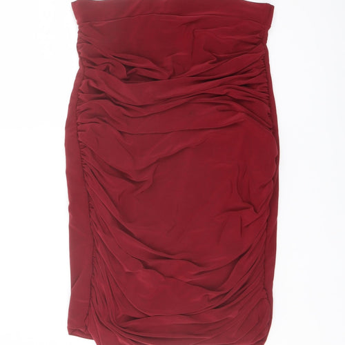PRETTYLITTLETHING Womens Red Polyester Bandage Skirt Size 6