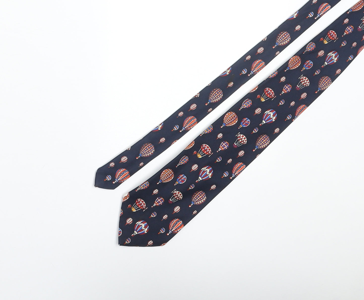 St Michael Mens Blue Geometric Silk Pointed Tie One Size - Hot Air Balloon Pattern