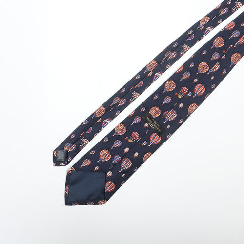 St Michael Mens Blue Geometric Silk Pointed Tie One Size - Hot Air Balloon Pattern