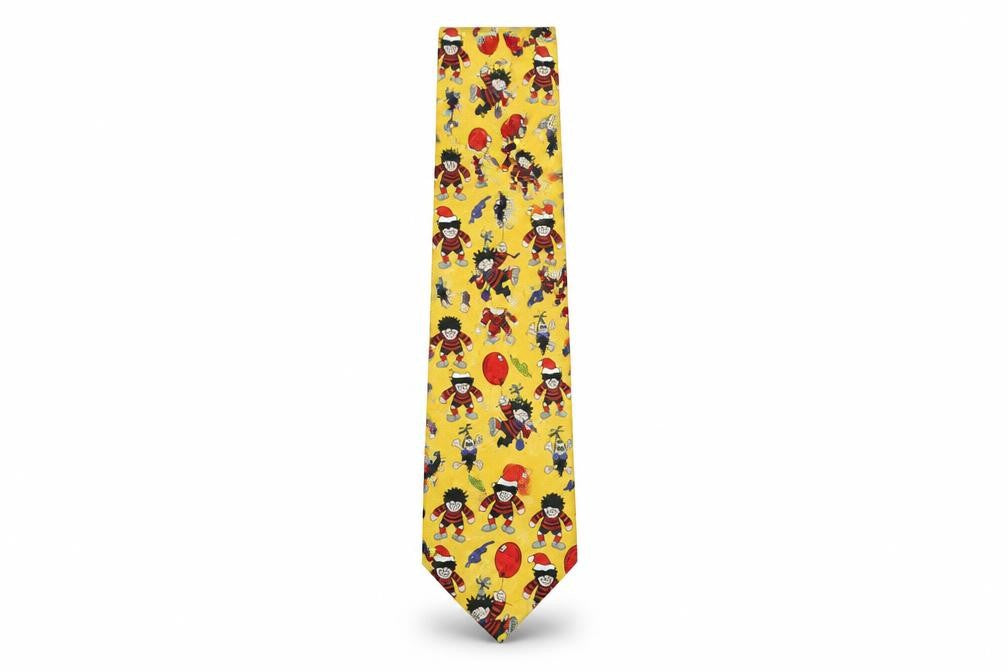 Front view of St Michael men’s multicoloured geometric polyester pointed tie one size - dennis the menace