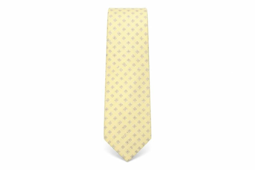Pal Zilteri Mens Yellow Geometric Silk Pointed Tie One Size