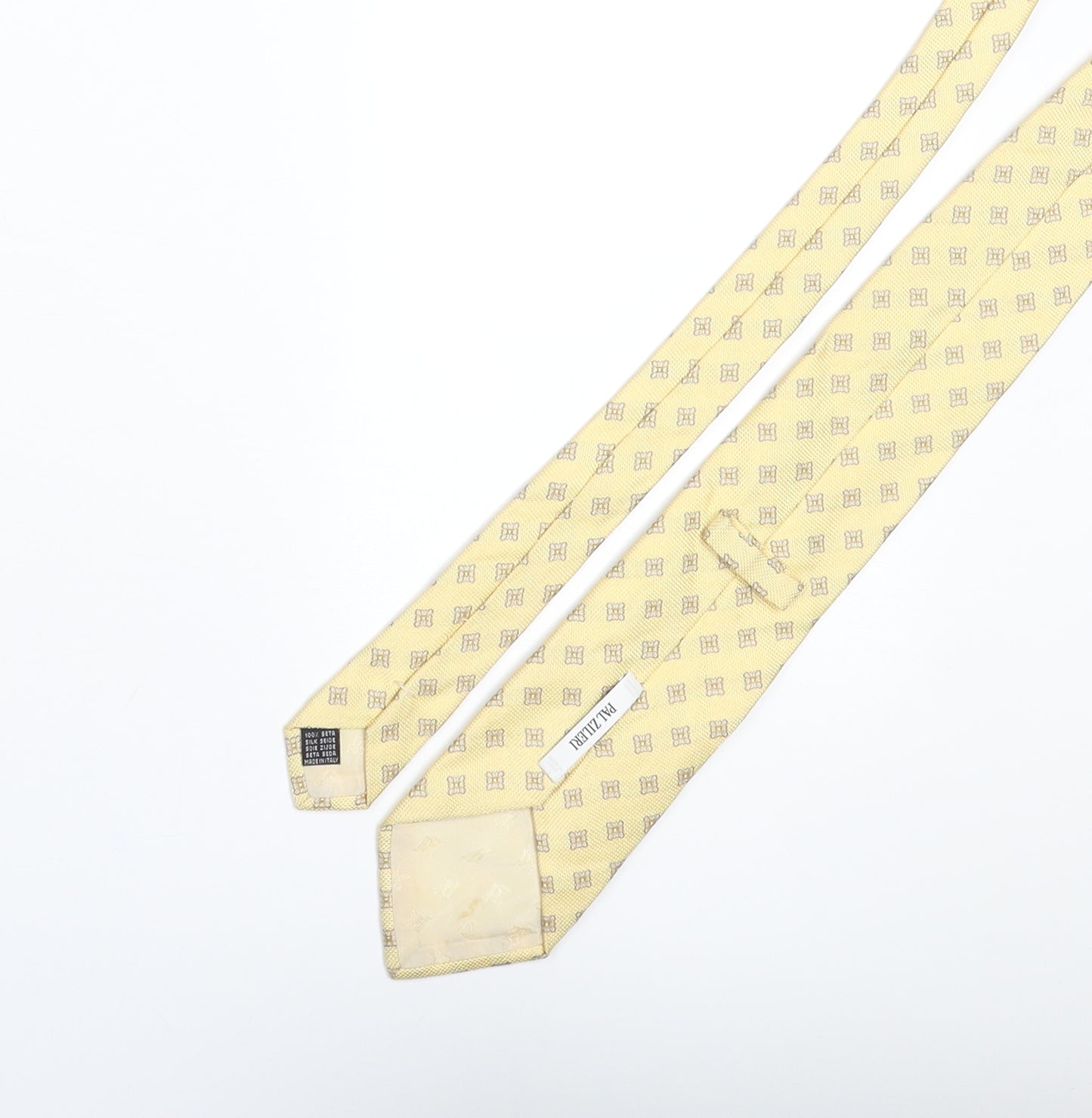 Pal Zilteri Mens Yellow Geometric Silk Pointed Tie One Size