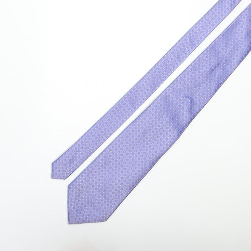 Couch & Hoskin Mens Blue Geometric Silk Pointed Tie One Size