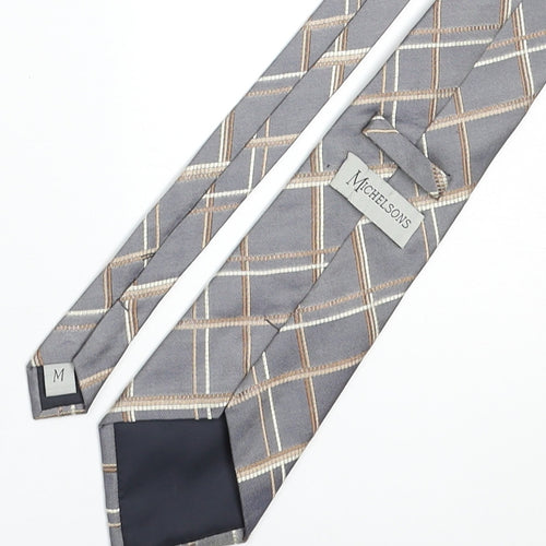 Michaelsons Mens Blue Plaids & Checks Silk Pointed Tie One Size