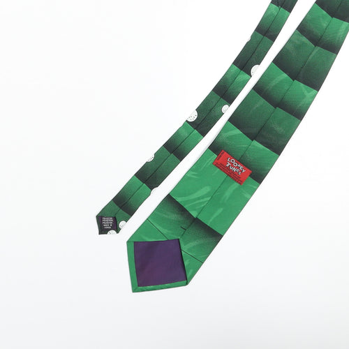 Looney Tunes Mens Green Polyester Pointed Tie One Size - Duffy Duck Golf