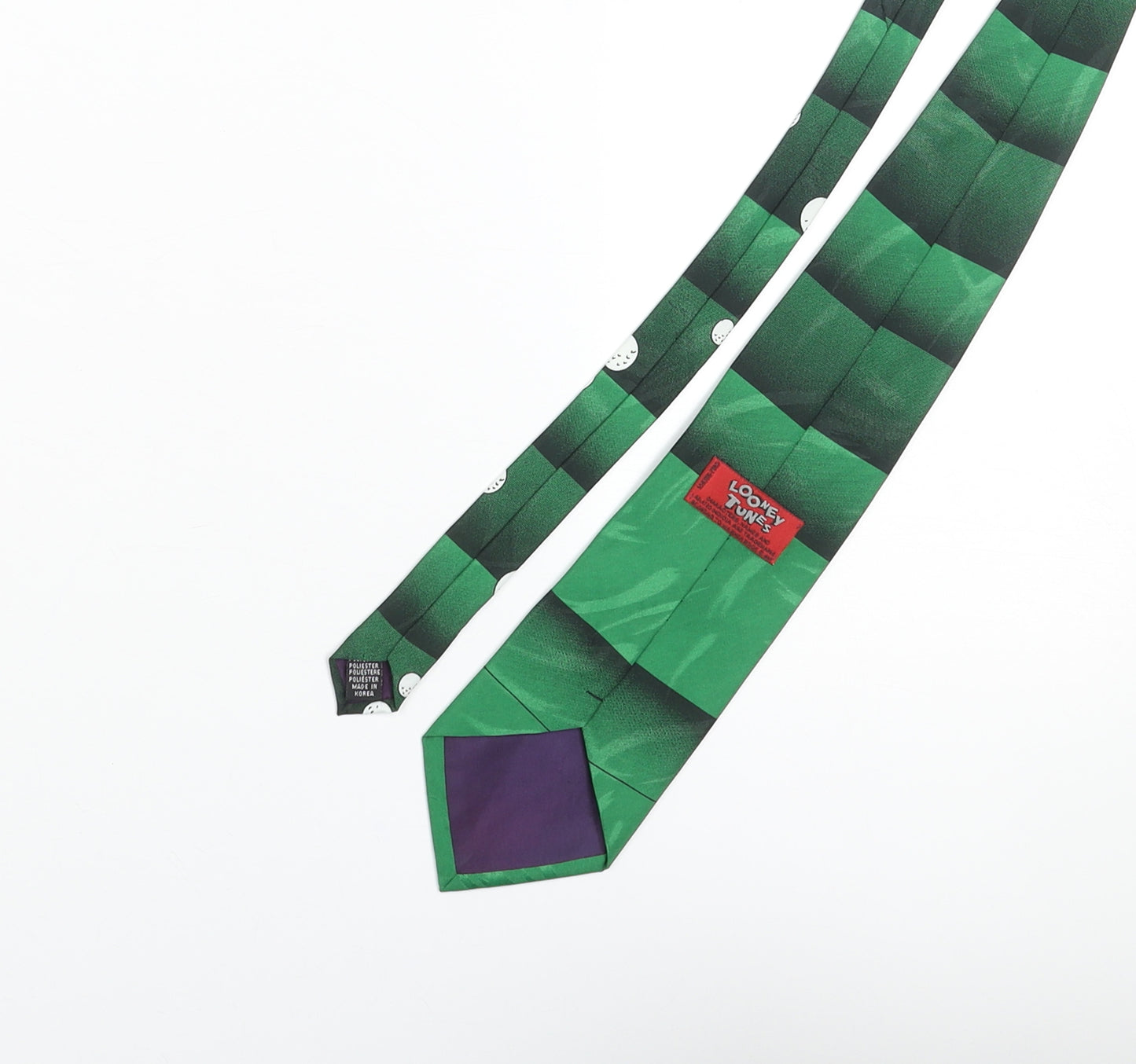 Looney Tunes Mens Green Polyester Pointed Tie One Size - Duffy Duck Golf