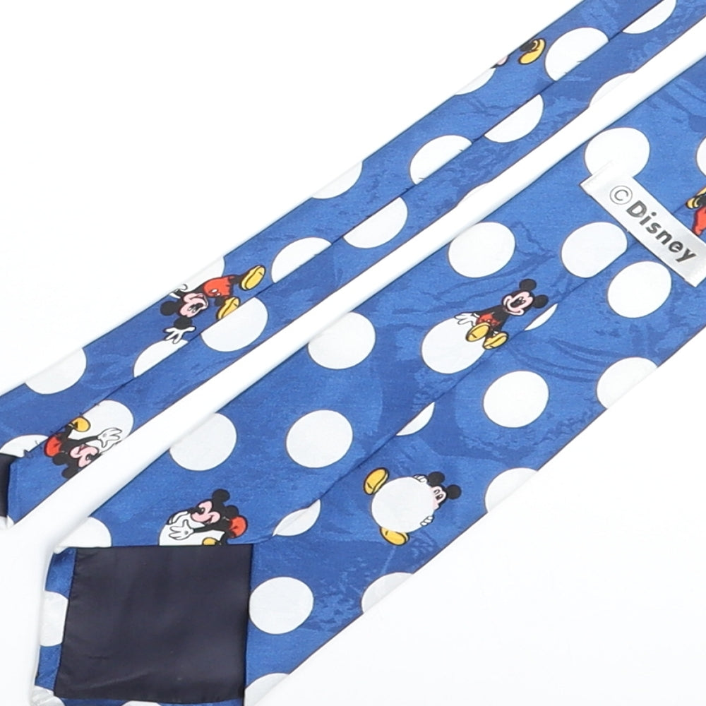 Disney Mens Blue Polka Dot Polyester Pointed Tie One Size - Mickey Mouse
