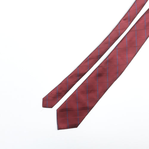 Michaelsons Mens Red Plaids & Checks Polyester Pointed Tie One Size