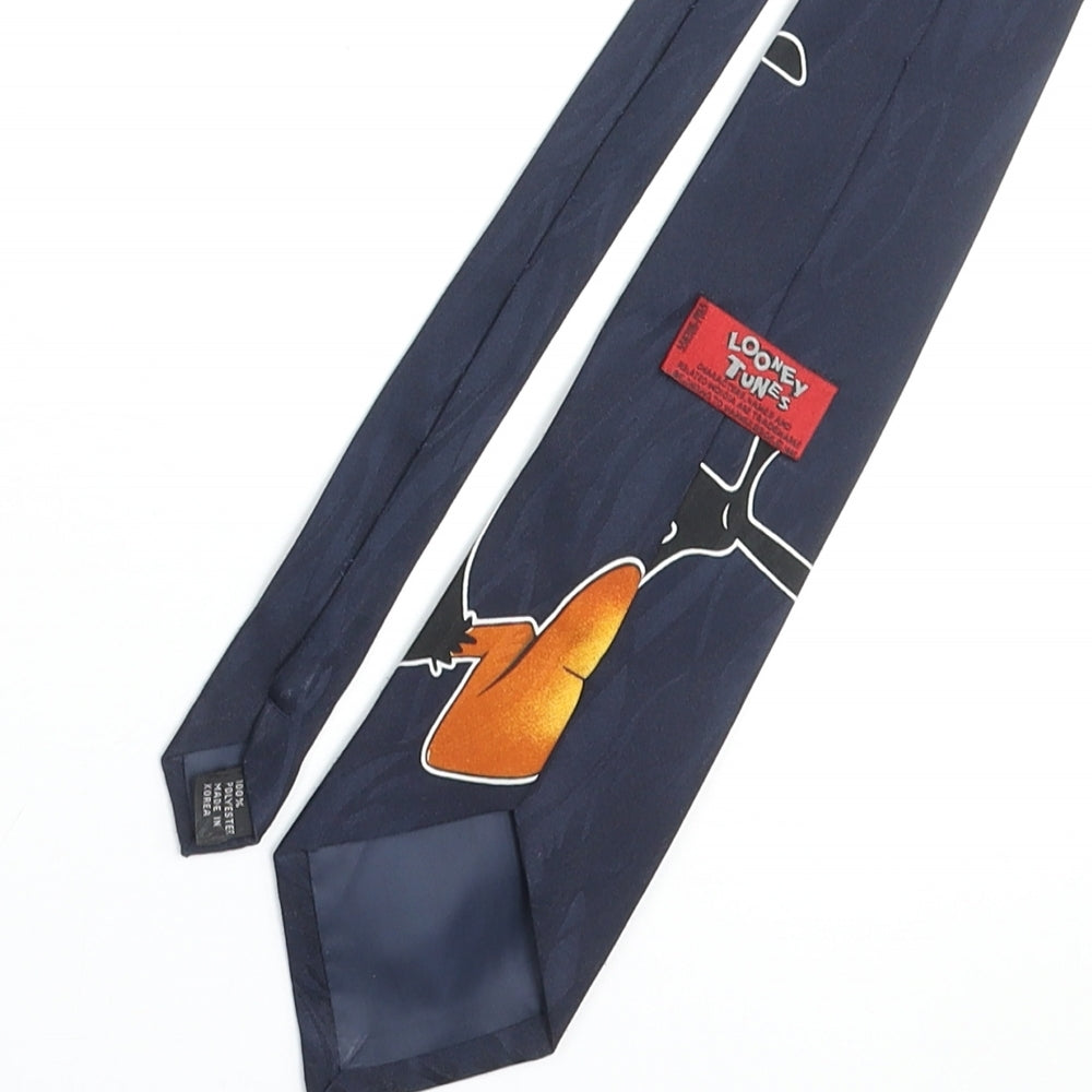 Looney Tunes Mens Blue Polyester Pointed Tie One Size - Daffy Duck