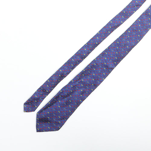 Cornelia James Mens Blue Geometric Silk Pointed Tie One Size