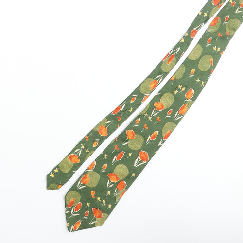 Burton Mens Green Floral Polyester Pointed Tie One Size