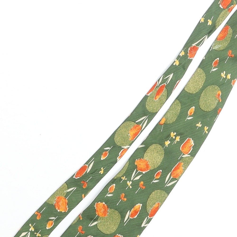 Burton Mens Green Floral Polyester Pointed Tie One Size