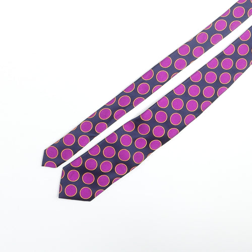 LA Smith Mens Purple Polka Dot Silk Pointed Tie One Size