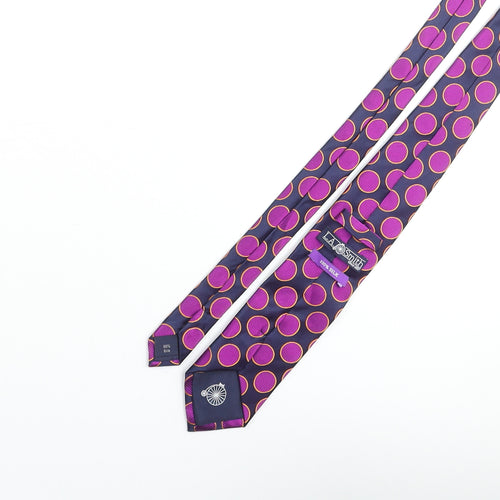 LA Smith Mens Purple Polka Dot Silk Pointed Tie One Size