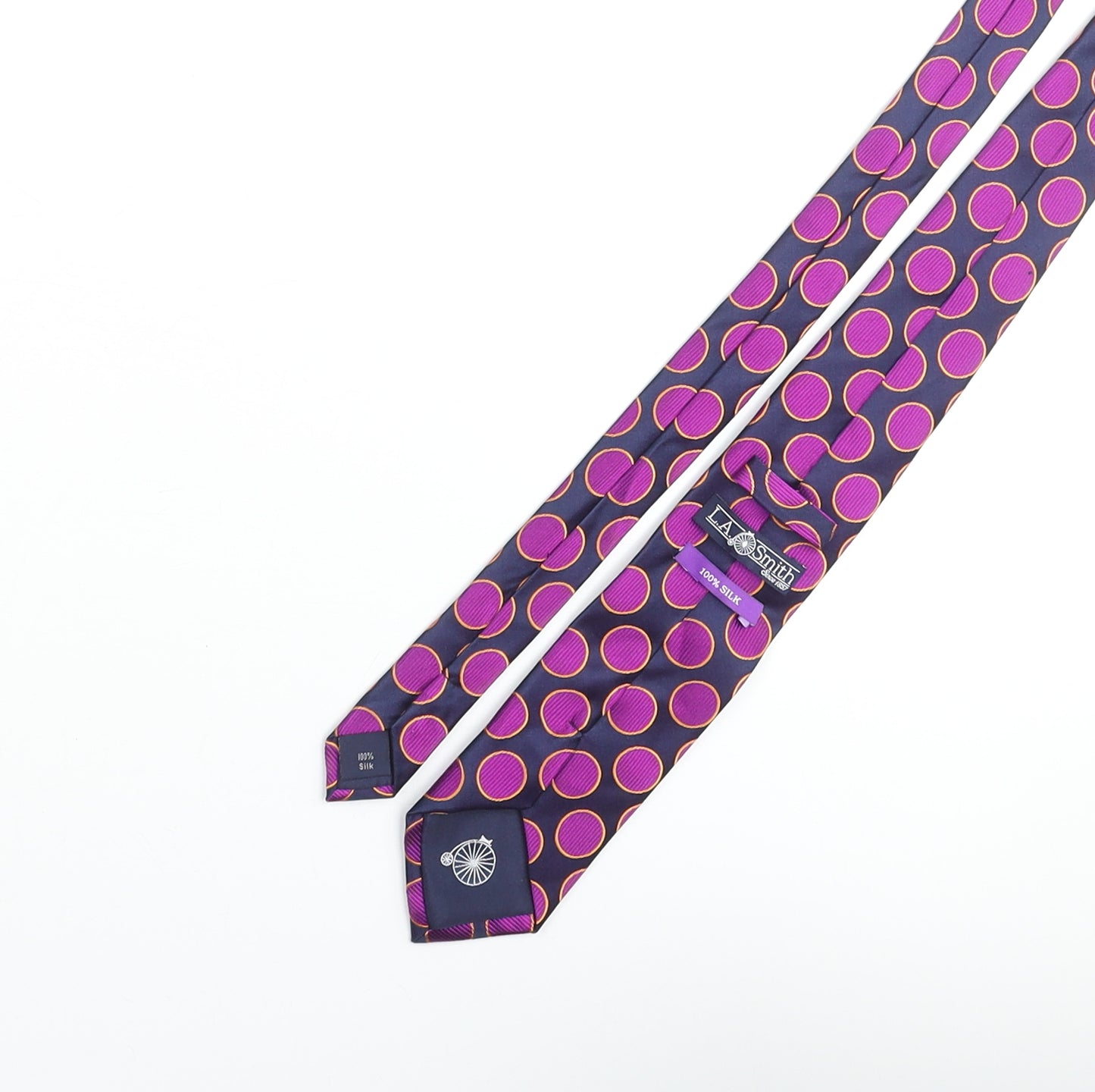 LA Smith Mens Purple Polka Dot Silk Pointed Tie One Size