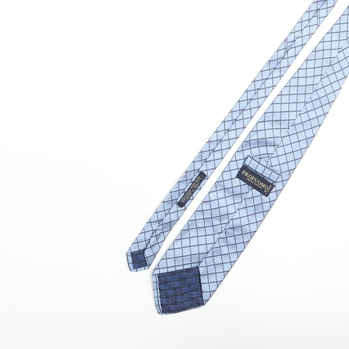 Profump Mens Blue Plaids & Checks Silk Pointed Tie One Size