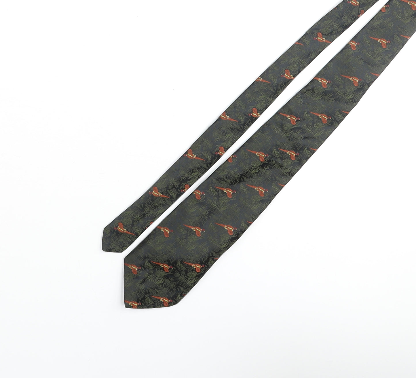 Vintage Pheasant Mens Multicoloured Geometric Polyester Pointed Tie One Size - Pheasant Plant Print