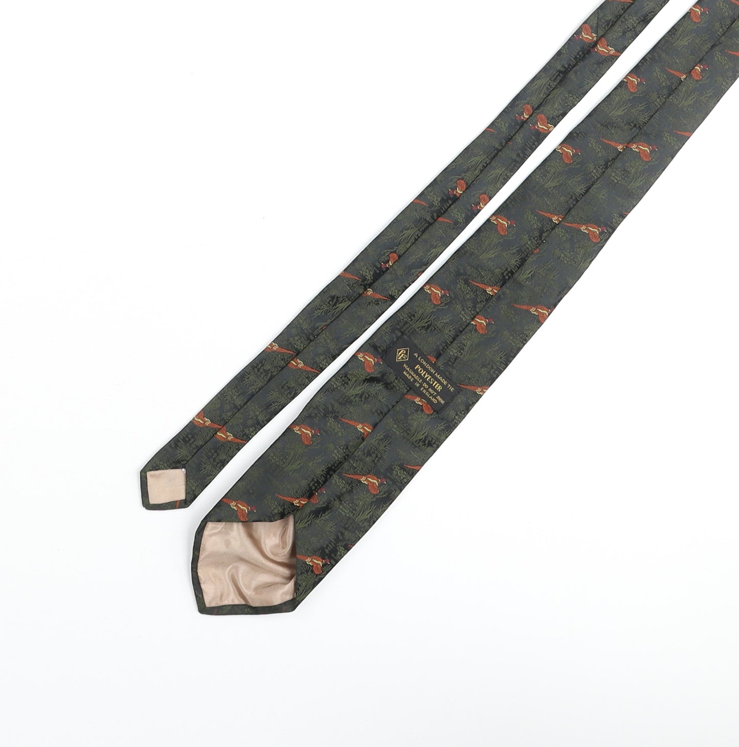 Vintage Pheasant Mens Multicoloured Geometric Polyester Pointed Tie One Size - Pheasant Plant Print