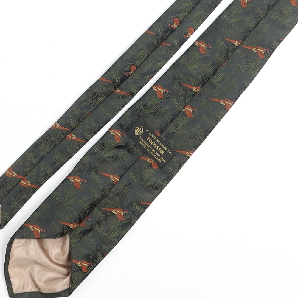 Vintage Pheasant Mens Multicoloured Geometric Polyester Pointed Tie One Size - Pheasant Plant Print